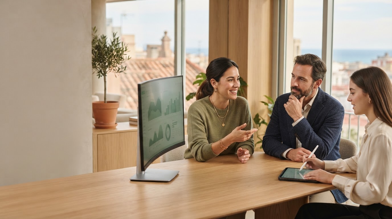 Basedanchor AI panel de análisis de datos financieros en un entorno de trabajo tranquilo